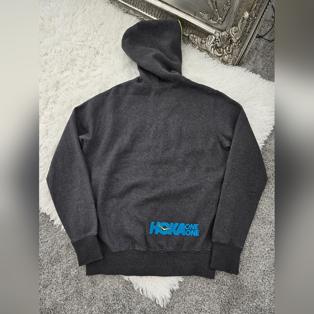 Men's Charcoal Zip-Up Hoodie with Neon Trim - Picture 3 of 8